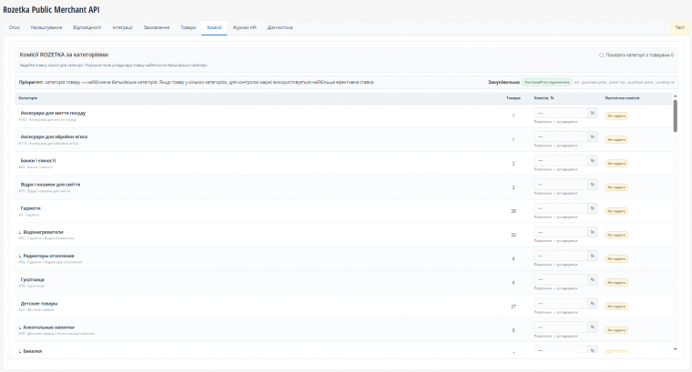 Rozetka Public Merchant API